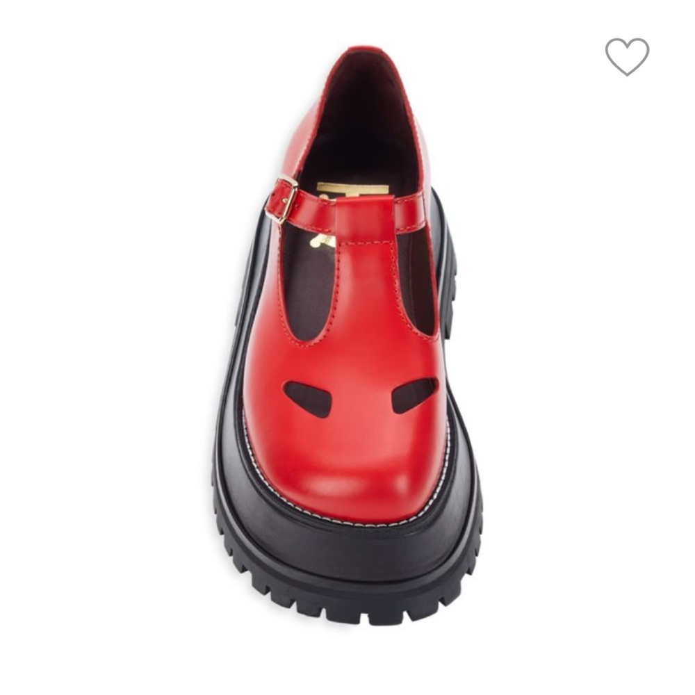 Burberry Aldwych Chunky Lug Sole Mary Jane Platform Loafer Cherry Red Size 40 - Picture 3 of 16